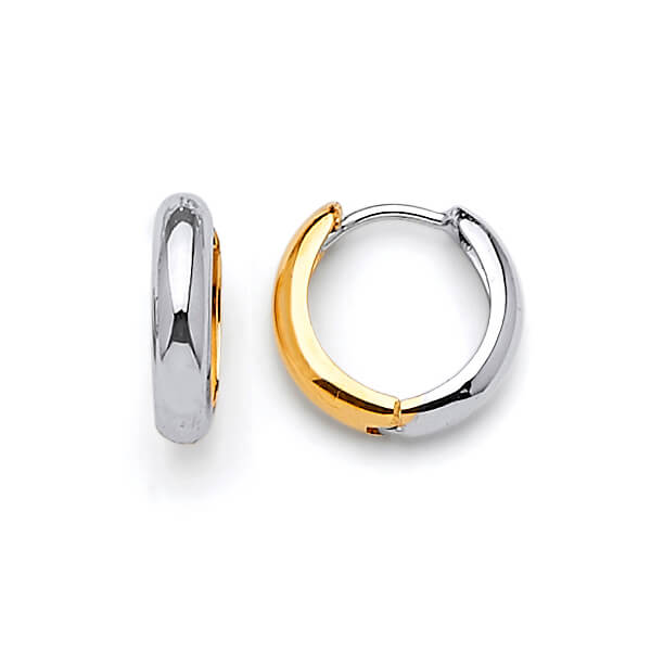 Huggie Earrings in 14K Two-Tone Gold