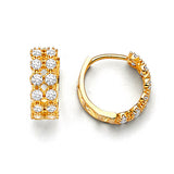 Huggie Earrings with White CZ in 14K Gold