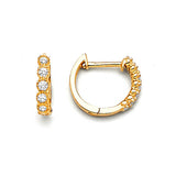 Huggie Earrings with White CZ in 14K Gold