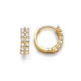 Huggie Earrings with White CZ in 14K Gold