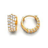 Huggie Earrings with White CZ in 14K Gold