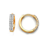 Huggie Earrings with White CZ in 14K Gold