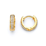 Huggie Earrings with White CZ in 14K Gold
