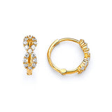 Huggie Earrings with White CZ in 14K Gold
