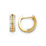 Huggie Earrings with White CZ in 14K Gold