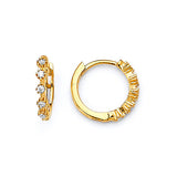 Huggie Earrings with White CZ in 14K Gold