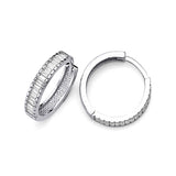 Huggie Earrings with White CZ in 14K White Gold