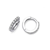 Huggie Earrings with White CZ in 14K White Gold