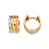 Huggie Earrings in 14K Tri-Color Gold