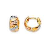 Huggie Earrings in 14K Tri-Color Gold