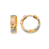 Huggie Earrings in 14K Tri-Color Gold