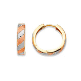 Huggie Earrings in 14K Tri-Color Gold