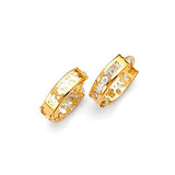 Heart Huggie Earrings with White CZ in 14K Gold