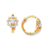 Huggie Earrings with White CZ in 14K Gold