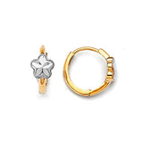 Flower Huggie Earrings in 14K Two-Tone Gold
