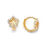 Star Huggie Earrings with White CZ in 14K Gold