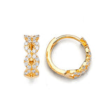 Huggie Earrings with White CZ in 14K Gold