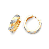 Huggie Earrings in 14K Two-Tone Gold