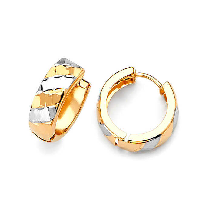 Huggie Earrings in 14K Two-Tone Gold