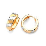 Huggie Earrings in 14K Two-Tone Gold