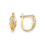 Huggie Earrings with White CZ in 14K Gold