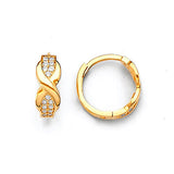 Huggie Earrings with White CZ in 14K Gold