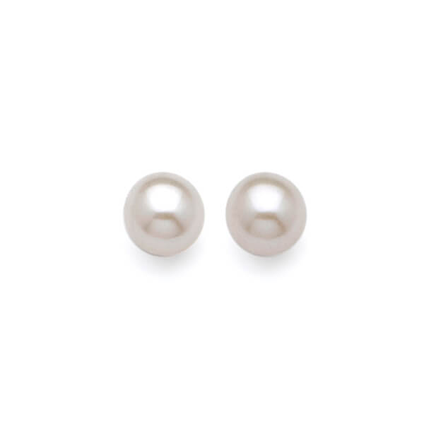 Solitaire Stud Earrings with Pearl in 14K Gold and Butterfly Backing