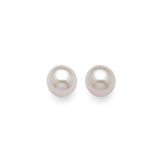 Solitaire Stud Earrings with Pearl in 14K Gold and Butterfly Backing