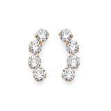 Crawler Stud Earrings with White CZ in 14K Gold and Butterfly Backing