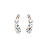Crawler Stud Earrings with White CZ in 14K Gold and Screw Backing