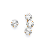 Crawler Stud Earrings with White CZ in 14K Gold and Butterfly Backing