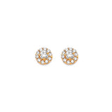 Solitaire Stud Earrings with White CZ in 14K Gold and Butterfly Backing