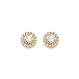 Solitaire Stud Earrings with White CZ in 14K Gold and Butterfly Backing