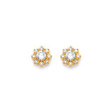 Solitaire Stud Earrings with White CZ in 14K Gold and Butterfly Backing