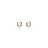 Solitaire Stud Earrings with White CZ in 14K Gold and Butterfly Backing