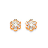 Stud Earrings with White CZ in 14K Rose Gold and Butterfly Backing