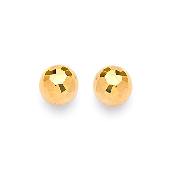 Gold Ball Stud Earrings in 14K Gold and Butterfly Backing