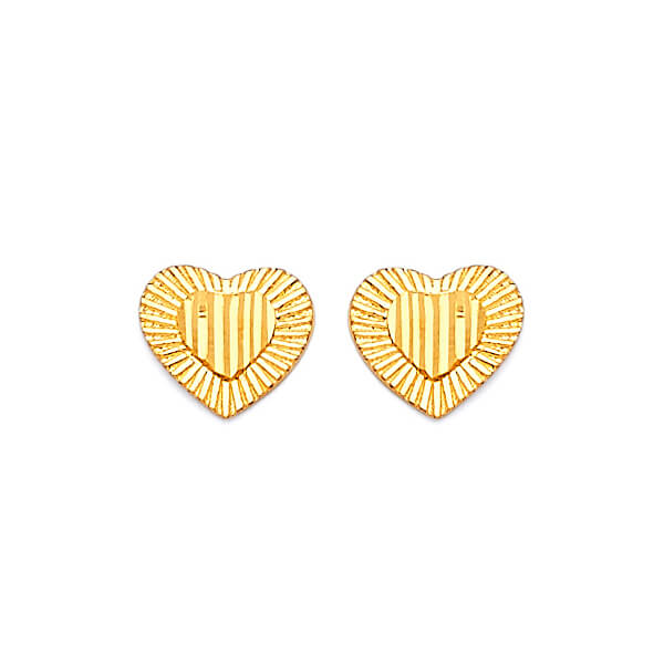 Heart Stud Earrings in 14K Gold and Butterfly Backing