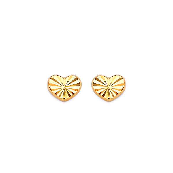 Heart Stud Earrings in 14K Gold and Butterfly Backing