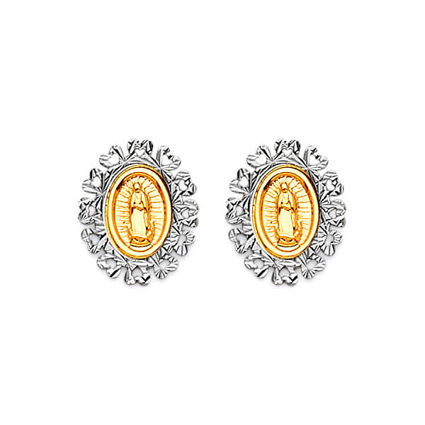 Guadalupe Stud Earrings in 14K Two-Tone Gold and Screw Backing