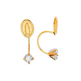 Guadalupe Telephone Stud Earrings with White CZ in 14K Gold and Screw Backing
