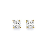 Solitaire Stud Earrings with White CZ in 14K Gold and Screw Backing