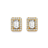 Stud Earrings with White CZ in 14K Gold and Butterfly Backing