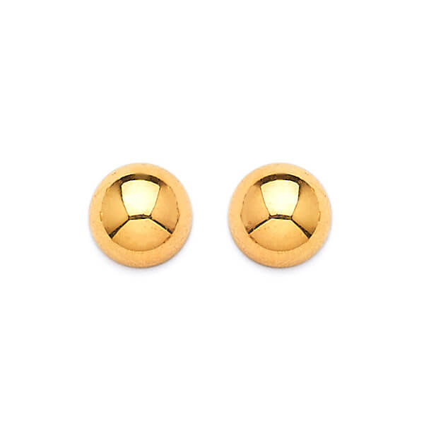 Gold Ball Stud Earrings in 14K Gold and Butterfly Backing