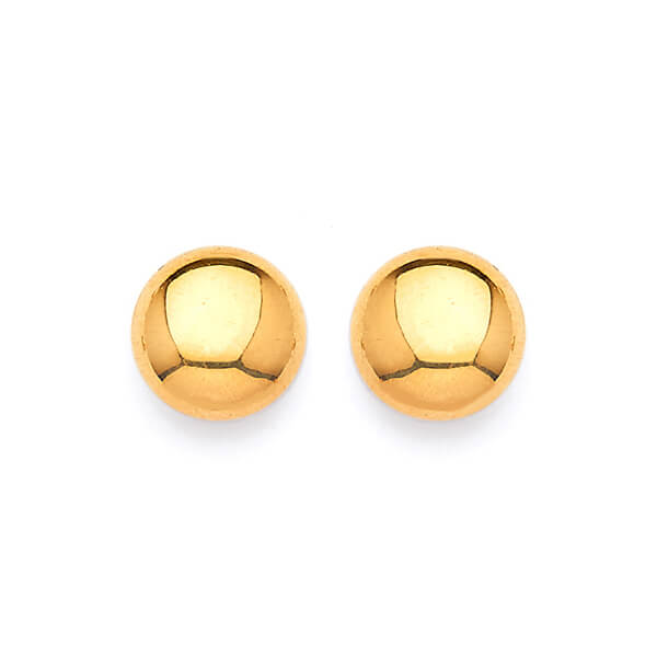 Gold Ball Stud Earrings in 14K Gold and Butterfly Backing