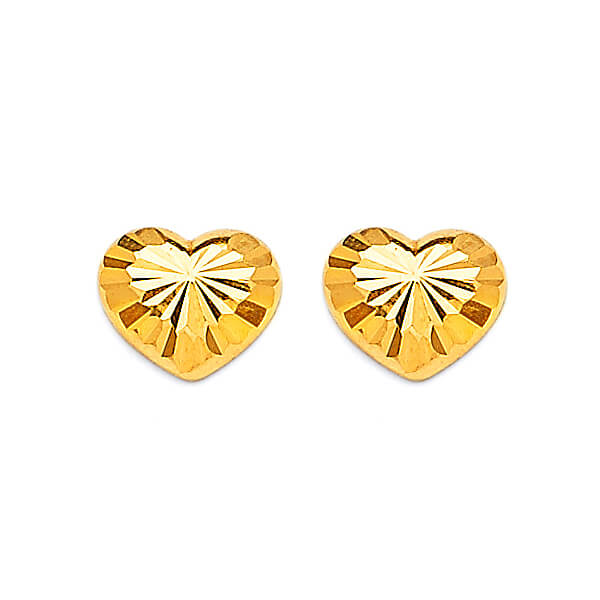 Heart Stud Earrings in 14K Gold and Butterfly Backing