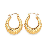 Scallop Hoop Earrings in 14K Gold