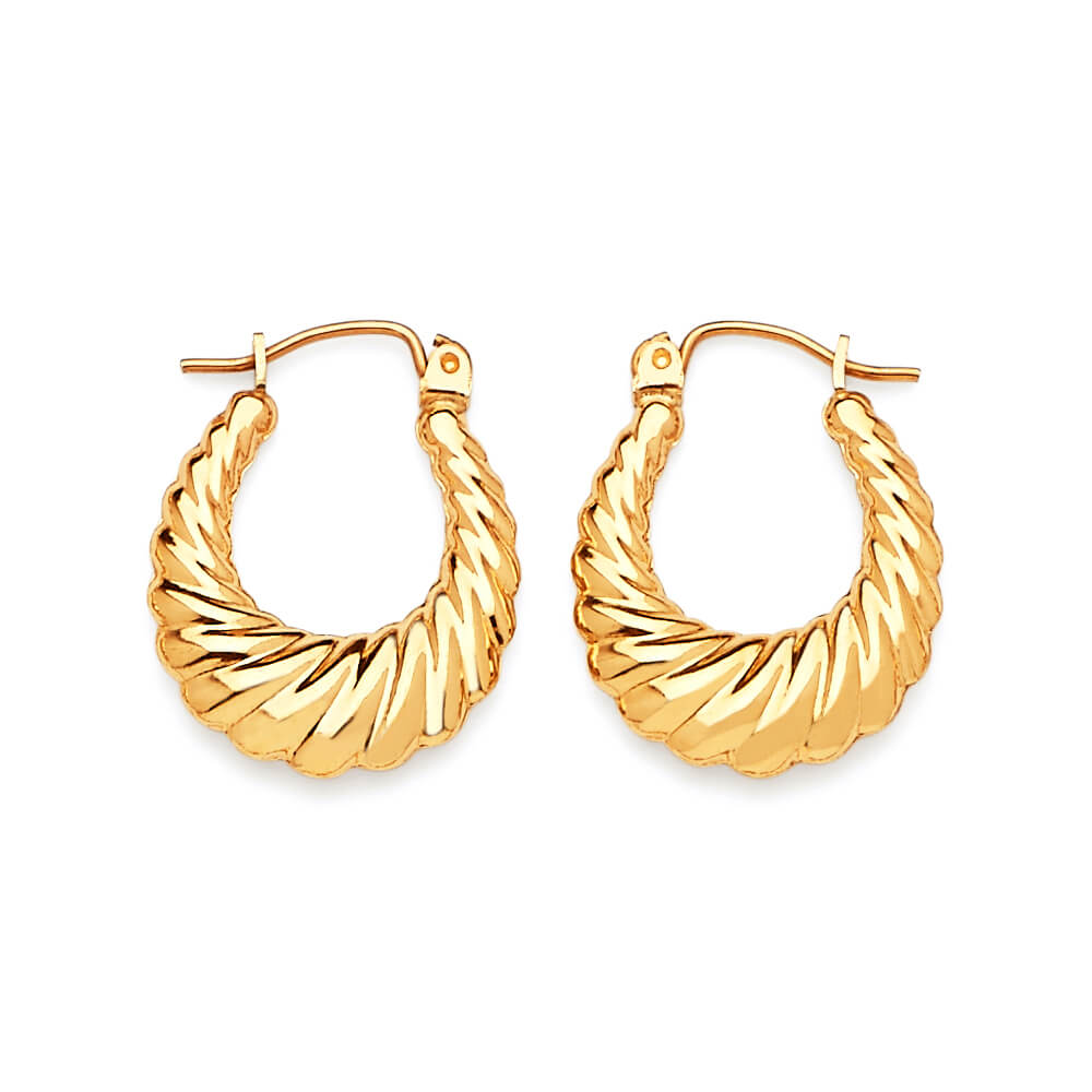 Scallop Hoop Earrings in 14K Gold