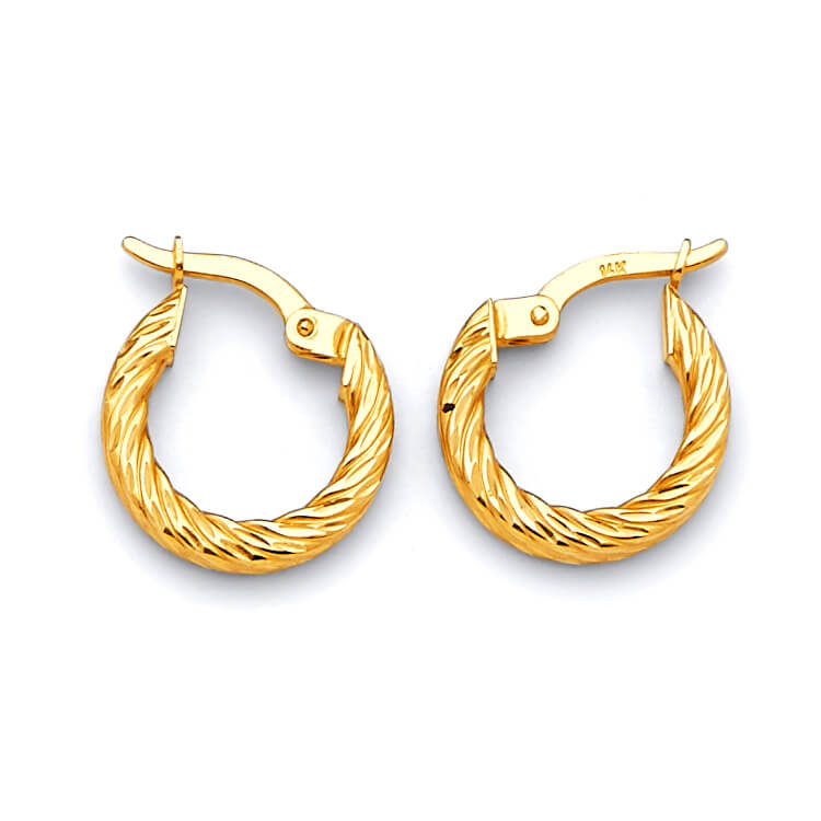 Scallop Hoop Earrings in 14K Two-Tone Gold
