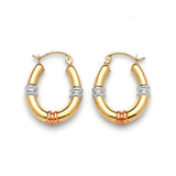 Scallop Hoop Earrings in 14K Tri-Color Gold